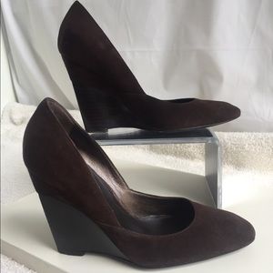 Sergio Rossi Brown Suede Wedge Sz 5.5 Made Italy